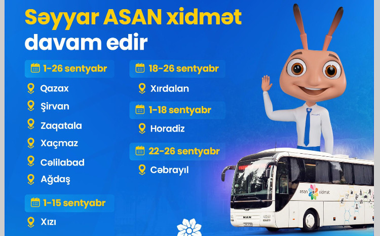 Səyyar ASAN xidmətin regionlarda fəaliyyəti davam edir 