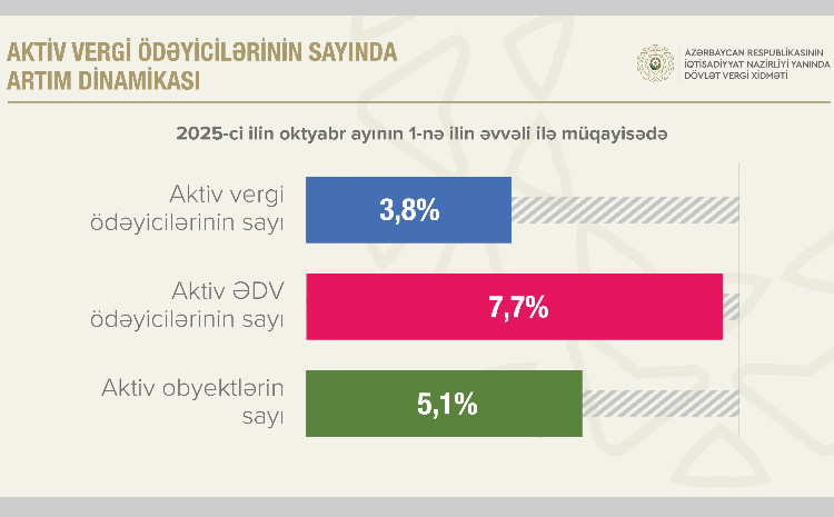 Aktiv ƏDV ödəyicilərinin sayı 7,7 faiz artıb 