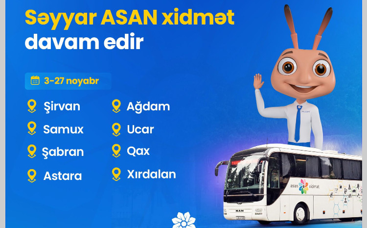 Səyyar ASAN xidmətin regionlarda fəaliyyəti davam edir 