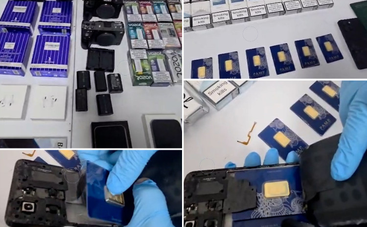 Mobil telefonda gizlədilmiş qızıl külçələr aşkarlandı 