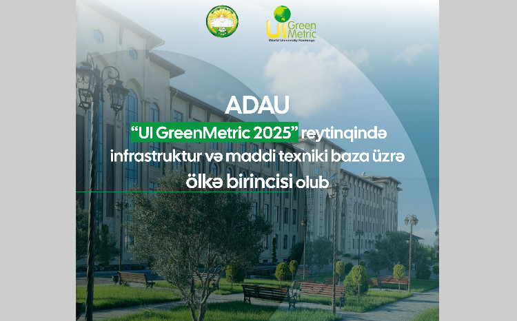 ADAU “UI GreenMetric 2025” reytinqində infrastruktur və maddi texniki baza üzrə ölkə birincisi olub 