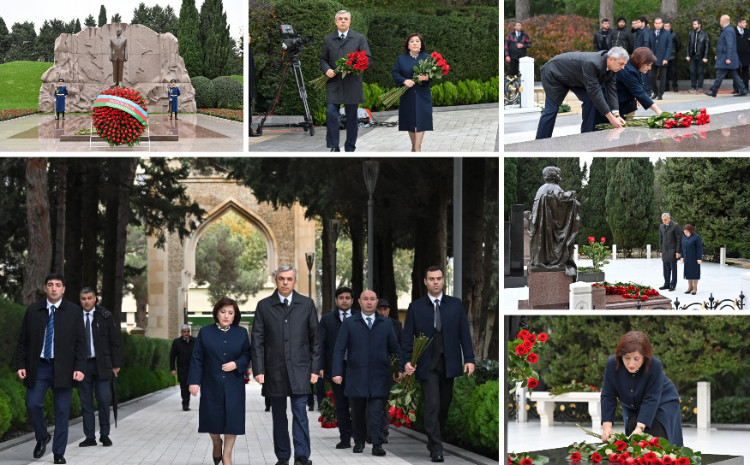 Dövlət və hökumət rəsmiləri Fəxri xiyabanda Ulu Öndər Heydər Əliyevin xatirəsini yad ediblər 