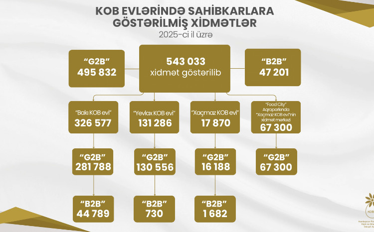 Ötən il KOB evlərində sahibkarlara 543 mindən çox xidmət göstərilib 