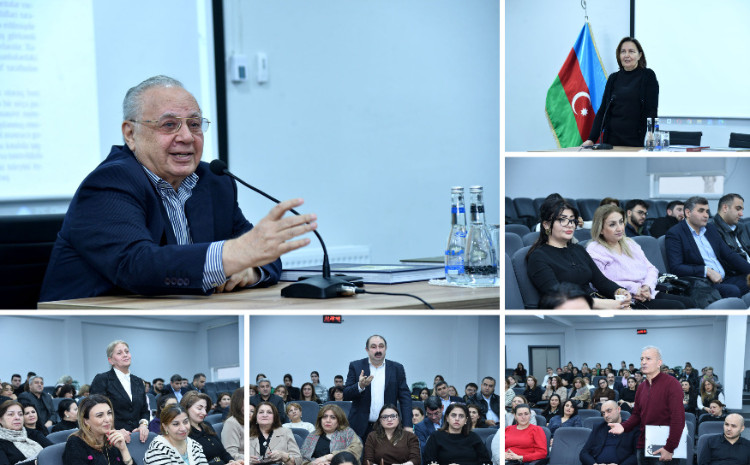 Tarix müəllimlərinin tanınmış tarixçi alim Həsən Həsənovla görüşü keçirilib 