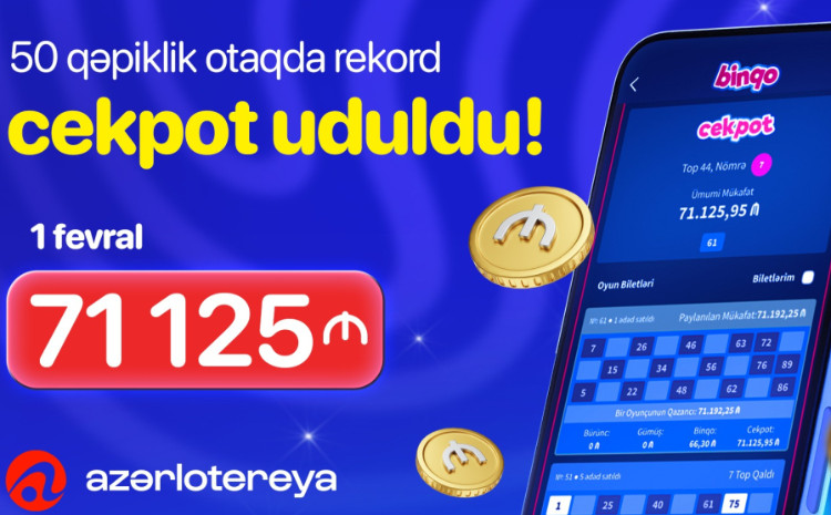 “Azərlotereya”nın “Binqo” oyununda rekord cekpot qazanılıb 