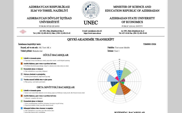 First in the Region: UNEC to Introduce a “Non-Academic Transcript” for Graduates 