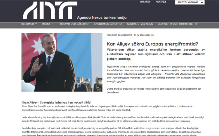 İsveç mediası Avropanın enerji təminatında Azərbaycanın rolundan yazıb 