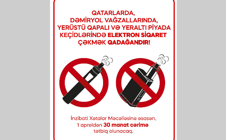 Qatar və vağzallarda elektron siqaret çəkmək qadağandır - Cərimə tətbiq olunacaq 