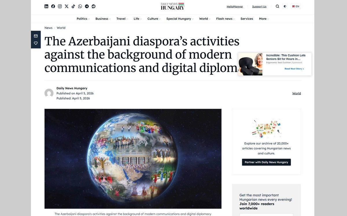Macarıstanda Azərbaycan diasporu haqqında məqalə çıxıb 
