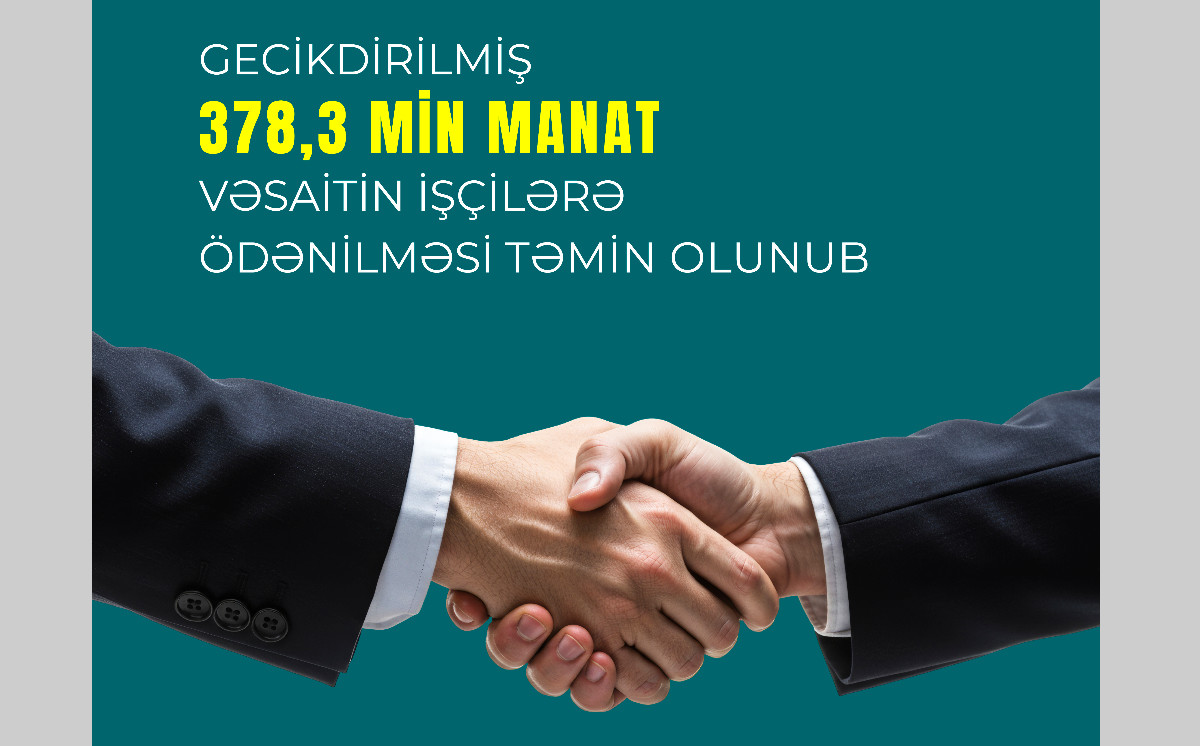 Gecikdirilmiş 378,3 min manat vəsaitin işçilərə ödənilməsi təmin olunub 