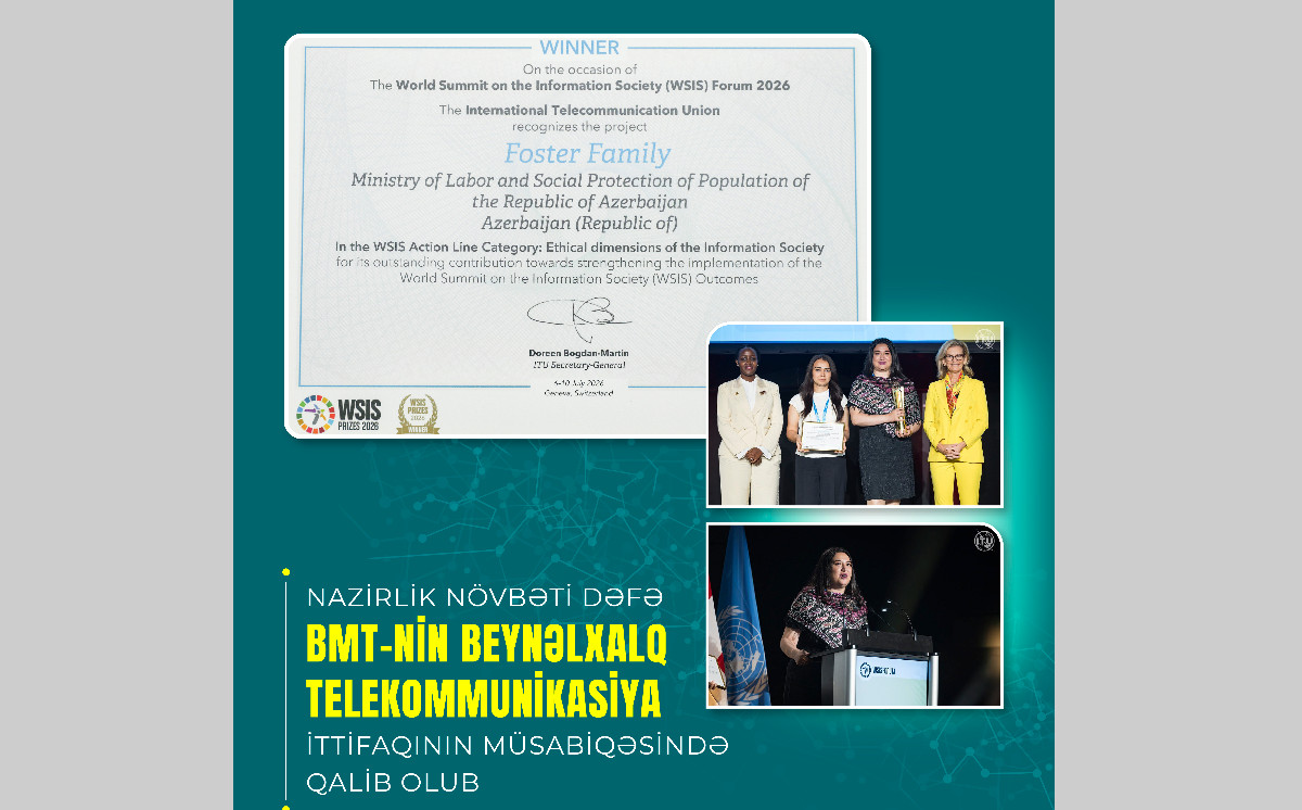 Nazirlik növbəti dəfə BMT-nin Beynəlxalq Telekommunikasiya İttifaqının müsabiqəsində qalib olub 