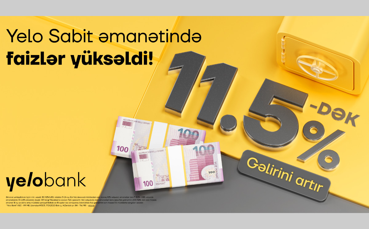 Высокий годовой доход до 11,5% с депозитом Yelo Стабильный! 