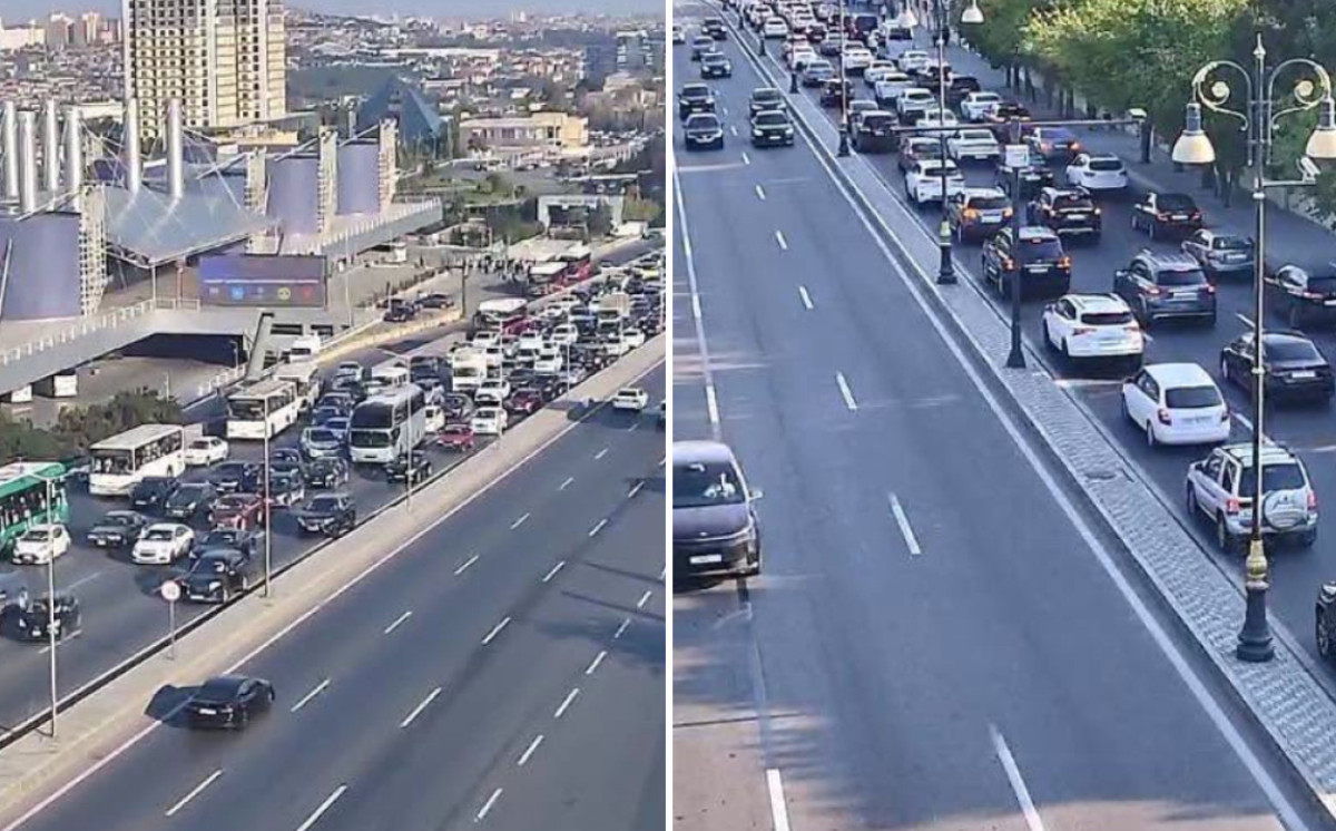 Bakının bir sıra yollarında sıxlıq müşahidə olunur 