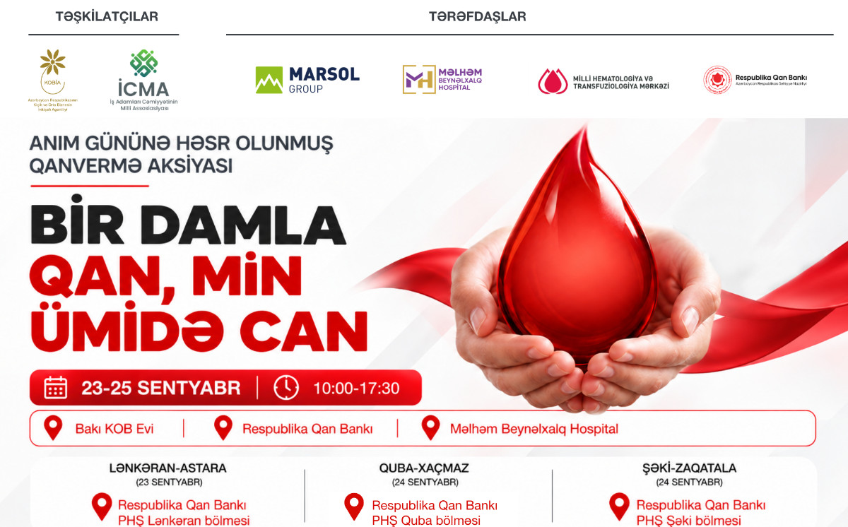 Könüllü qanvermə aksiyası keçiriləcək 